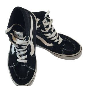 Vans Sk8-Hi Shoe, Youth 3, Black with White Old Skool Stripe, Lace Up, EUC